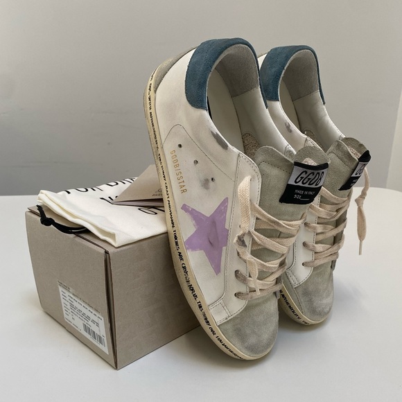 Golden Goose Superstar Sneaker in White/ Ice/ Pink/ Petrol size 40 New in Box - Picture 4 of 14